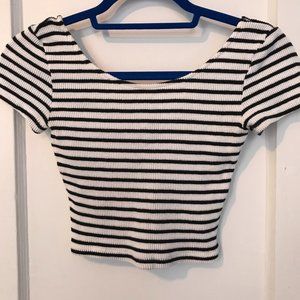 Striped H&M Crop Top XS Black and White, stretchy